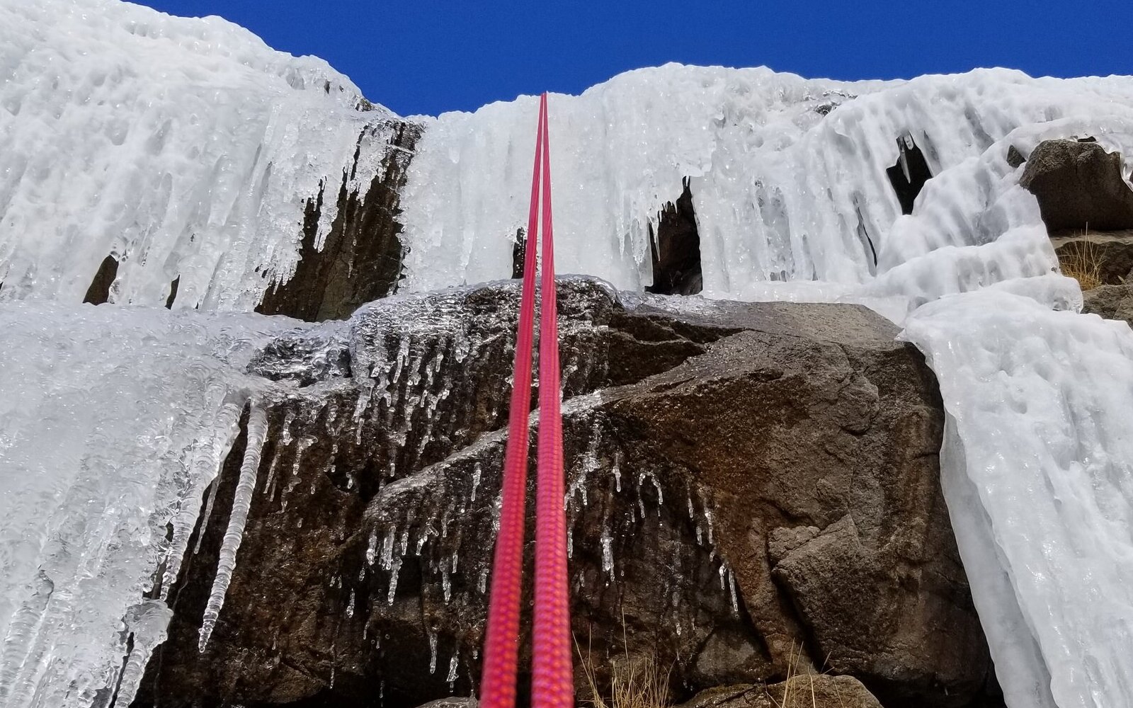 pov from person ice climbing